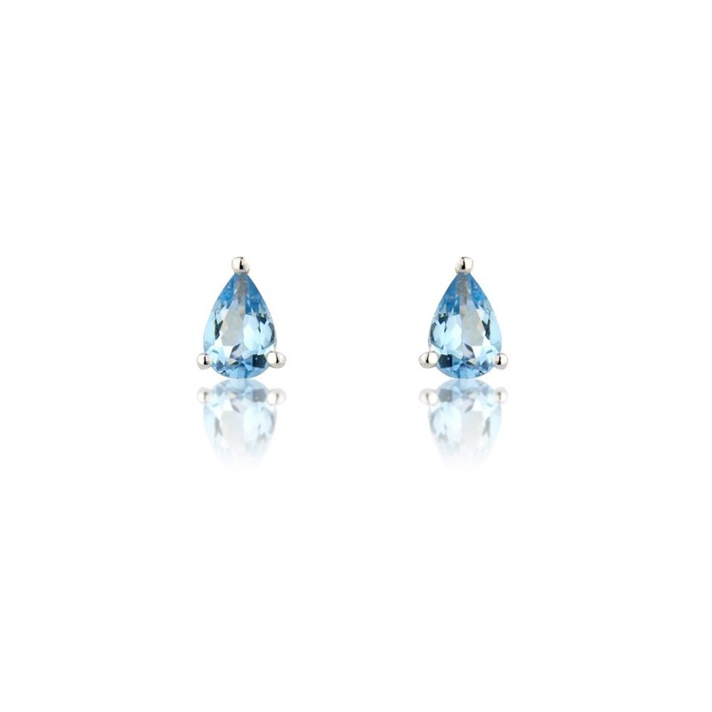 9ct White Gold Pear Shaped Aquamarine Stud Earrings