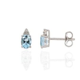 9ct White Gold Aquamarine & Diamond Stud Earrings