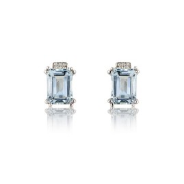 9ct White Gold Aquamarine & Diamond Earrings