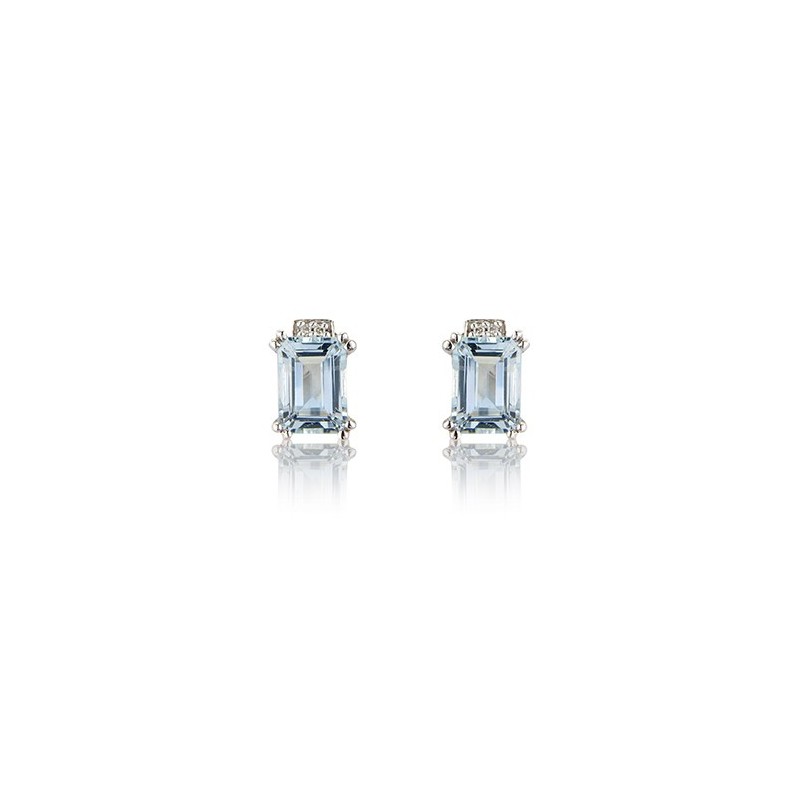 9ct White Gold Aquamarine & Diamond Earrings