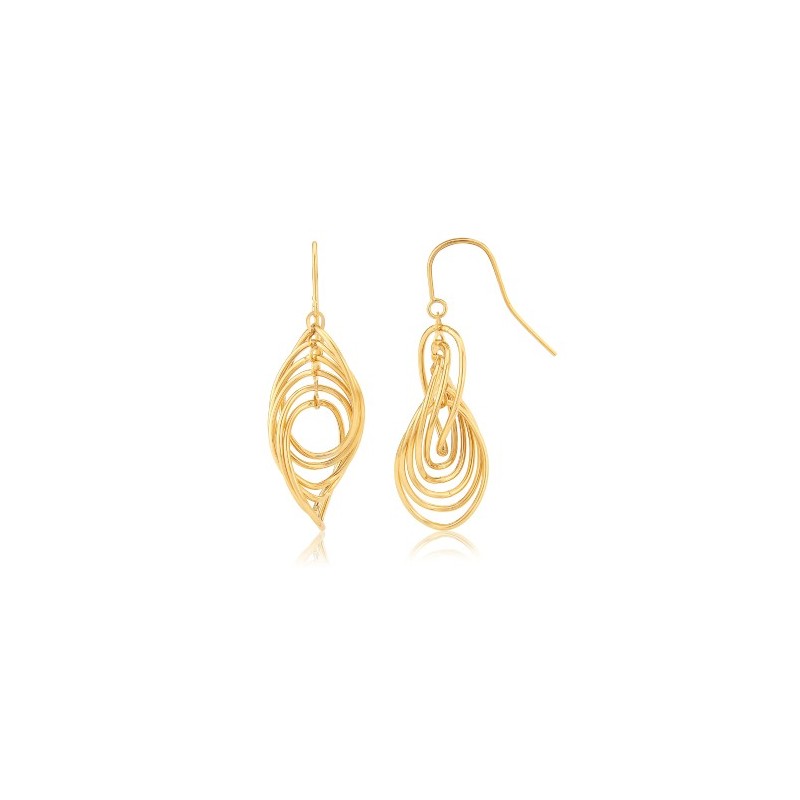 9ct Gold Spiral Twist Drop Earrings