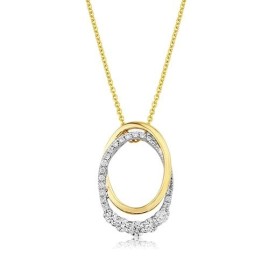 9ct Yellow & White Gold Diamond Oval Pendant - D:0.25ct