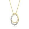 9ct Yellow & White Gold Diamond Oval Pendant - D:0.25ct