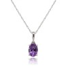 9ct White Gold Amethyst & Diamond Pendant & Chain