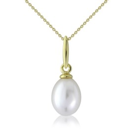 9ct Gold Freshwater Pearl Pendant & Chain