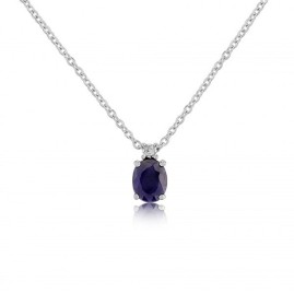 Oval Sapphire & Diamond White Gold Necklace | Macintyres of Edinburgh