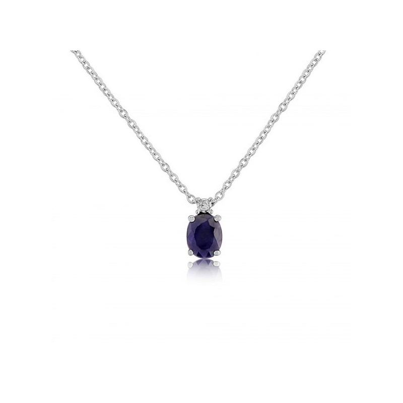 Oval Sapphire & Diamond White Gold Necklace | Macintyres of Edinburgh