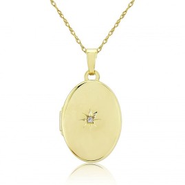 9ct Gold Diamond Locket & Chain