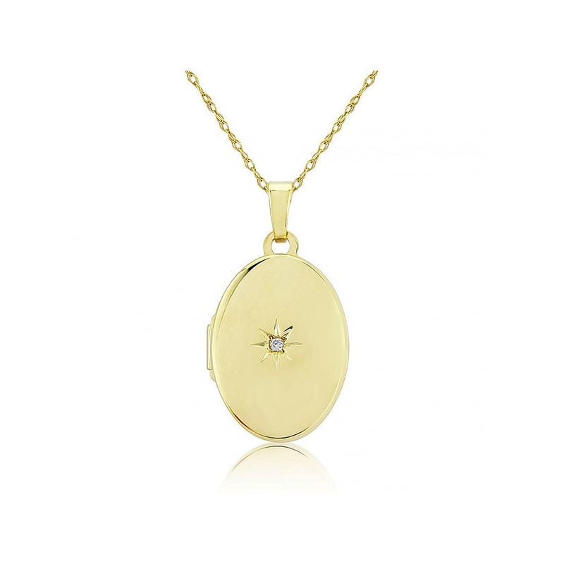 9ct Gold Diamond Locket & Chain