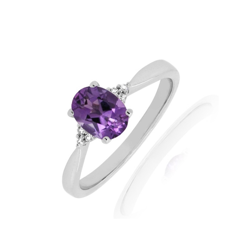 9ct White Gold Amethyst & Diamond Dress Ring