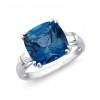 9ct White Gold London Blue Topaz & Diamond Ring D 0.08