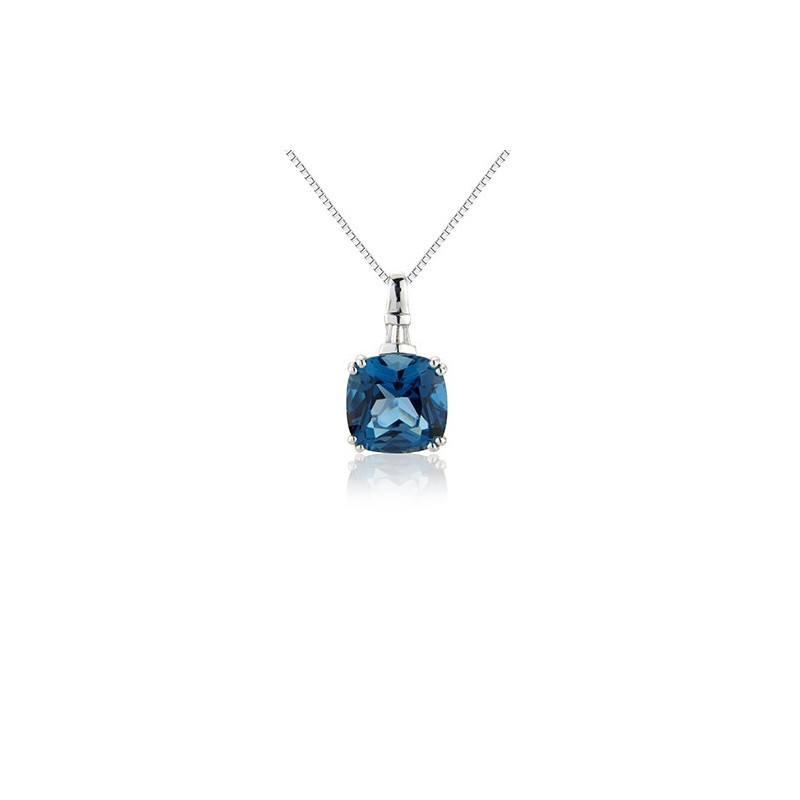 9ct White Gold London Blue Topaz & Diamond Pendant