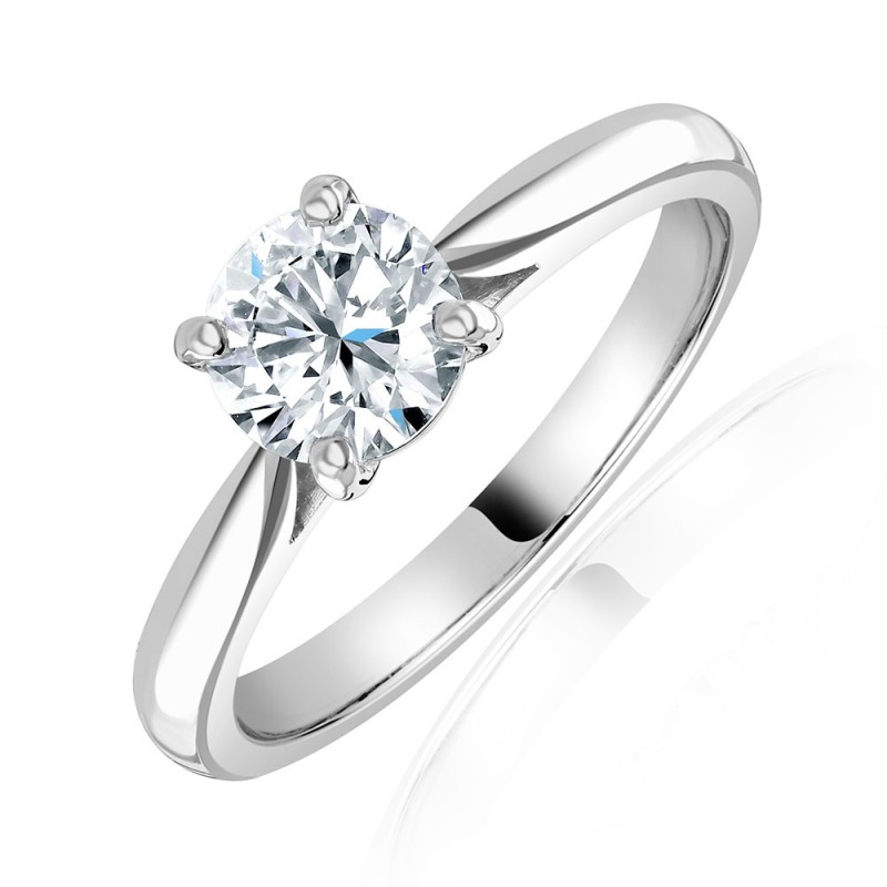 Platinum Diamond Solitaire Ring - 0.90cts E/SI1