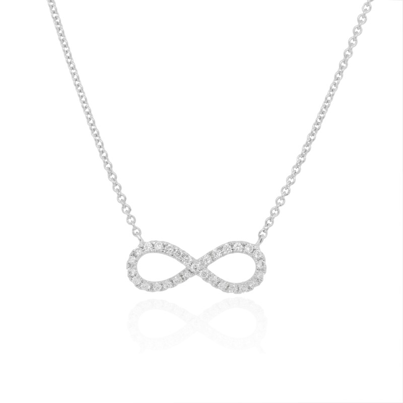 9ct White Gold Diamond Infinity Necklet - 0.09ct