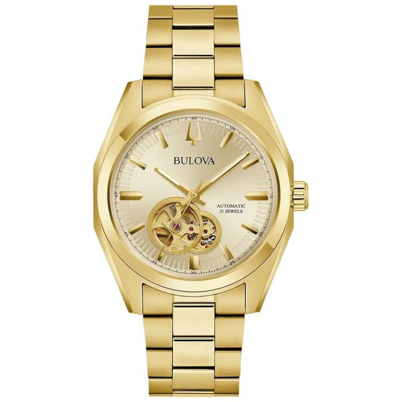 Bulova Surveyor Gold Tone Automatic Watch 97A182 25 off RRP