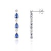 9ct White Gold Sapphire & Diamond Drop Earrings - S 1.20 D 0.07