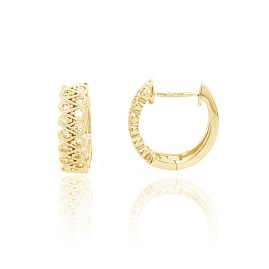 9ct Gold Diamond-set Milligrain Huggie Hoops - 0.36ct