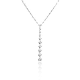 9ct White Gold Diamond Stick Pendant & Chain - 0.11