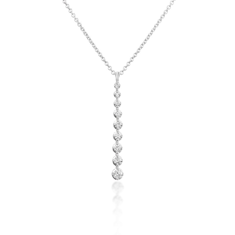 9ct White Gold Diamond Stick Pendant & Chain - 0.11