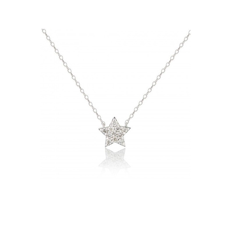 9ct White Gold Diamond Star Necklet - 0.09ct