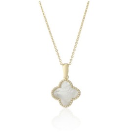 9ct Gold Mother-of-pearl Quatrefoil Pendant & Chain