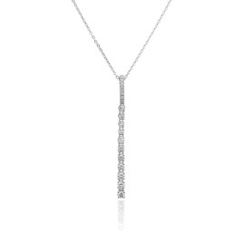 9ct White Gold  Graduated Diamond Drop Pendant - 0.29ct