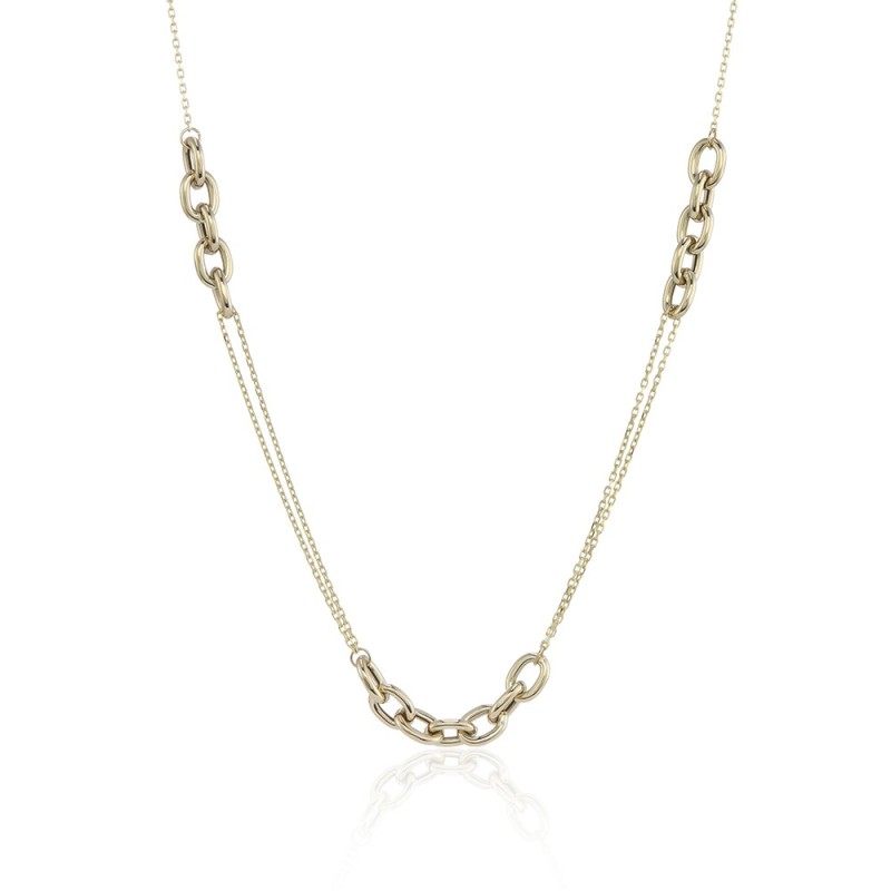 9ct Gold Belcher & Trace Chain Necklace - 17"