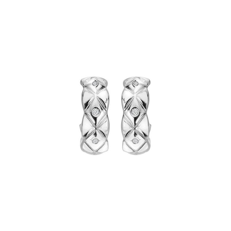 Hot Diamonds Sterling Silver Quilted Hoop Earrings - DE743