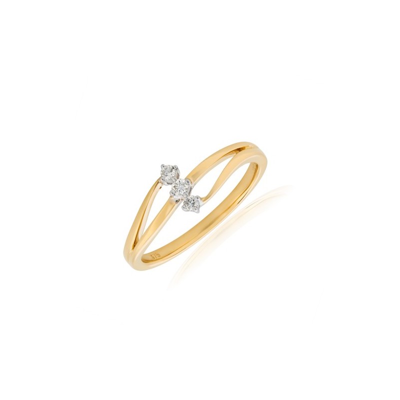 9ct Gold Three-stone Diamond Cross-over Ring- 0.08