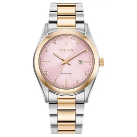 Citizen Eco-Drive Ladies Two Tone Watch with Pink Dial