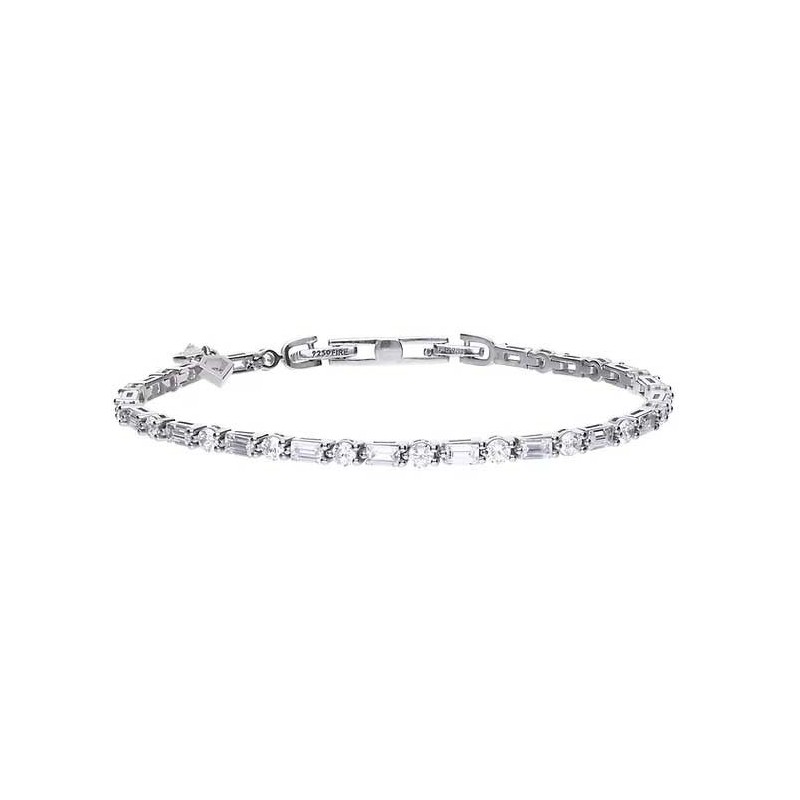 Diamonfire Silver Baguette & Round Cut Zirconia Bracelet [28% off RRP]