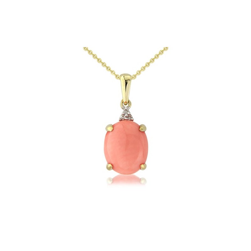 9ct Gold Diamond & Coral Pendant | Macintyres of Edinburgh