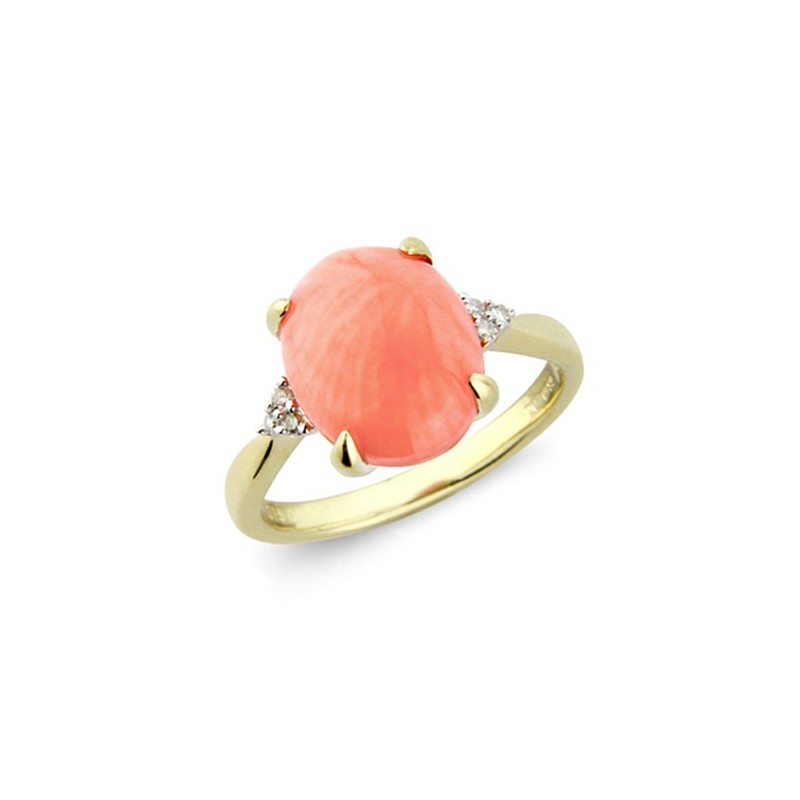 9ct Gold Oval Coral Ring - Macintyres of Edinburgh