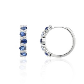 Sapphire & Diamond Hoop Earrings White Gold | Macintyres of Edinburgh