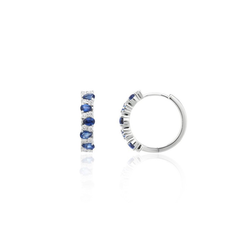 Sapphire & Diamond Hoop Earrings White Gold | Macintyres of Edinburgh