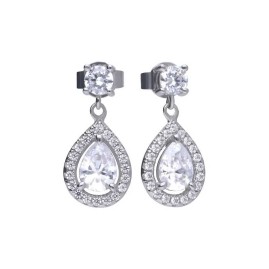 Diamonfire Sterling Silver Teardrop Cluster Earrings [Save 28% off RRP]