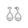 Diamonfire Silver Pearl & Cubic Zirconia Earrings - E5597 [Save 29% off RRP]