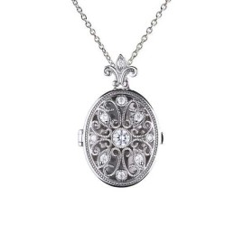 Diamonfire Sterling Silver Oval Filigree Locket [29% off RRP]