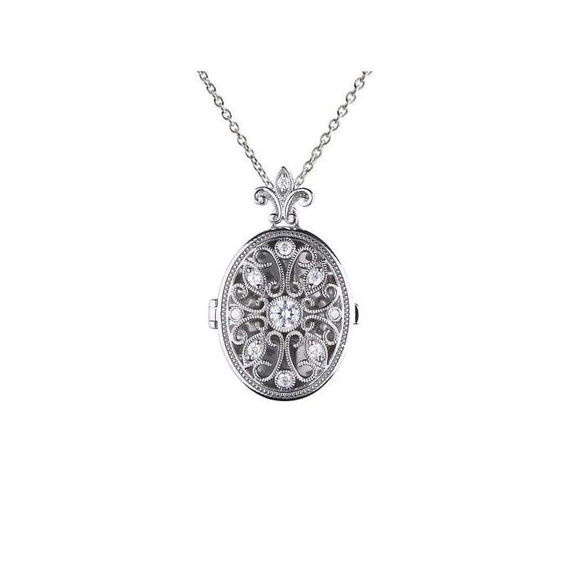 Diamonfire Sterling Silver Oval Filigree Locket [29% off RRP]