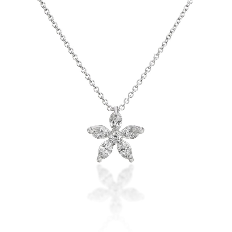 9ct White Gold Marquise Diamond Slider Necklet - 0.29cts