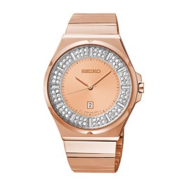 Seiko Ladies'Rose Gold Plated Swarovski Dial Watch - SXDF74P1