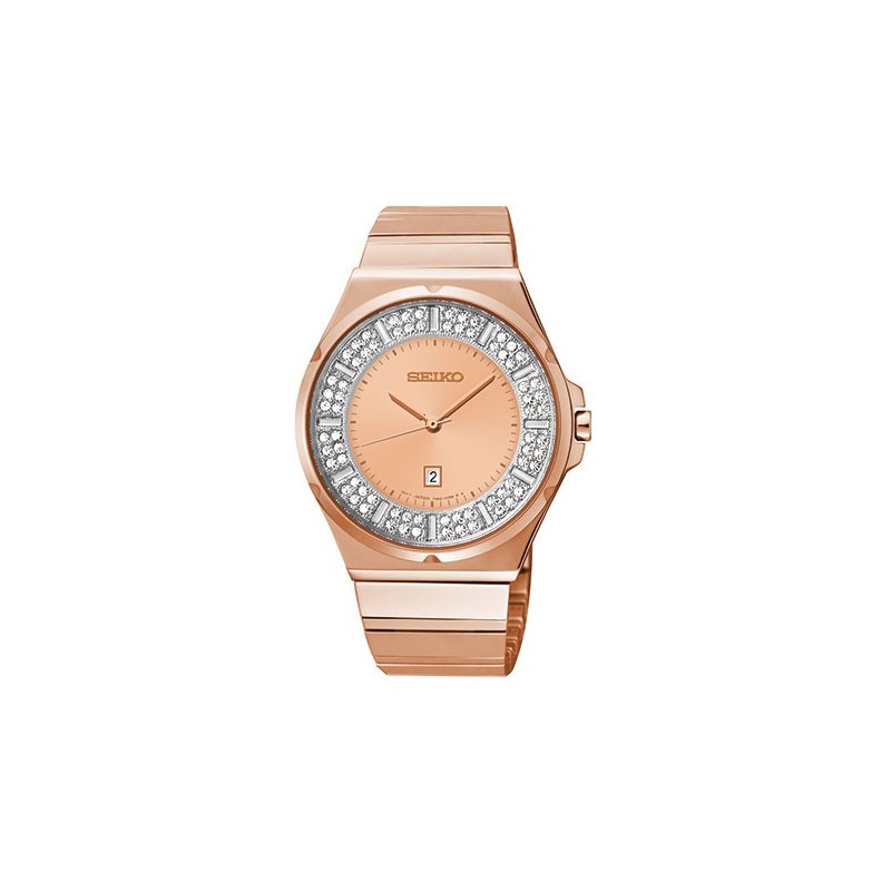 Seiko Ladies'Rose Gold Plated Swarovski Dial Watch - SXDF74P1