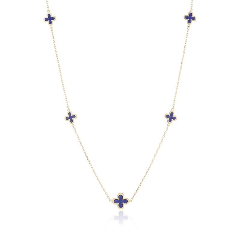 9ct Gold Lapis Lazuli Quatrefoil Necklace