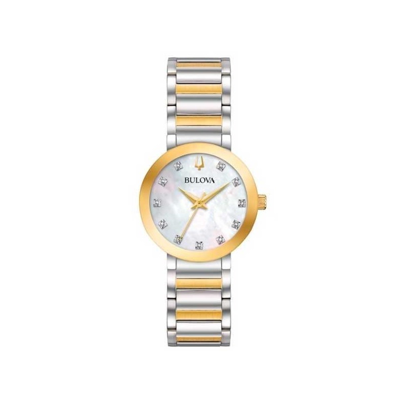 Bulova Futuro Two Tone Diamond Dial Ladies Watch - 98P180