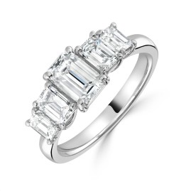 Platinum Five Stone 1.71ct Emerald Cut Diamond Ring