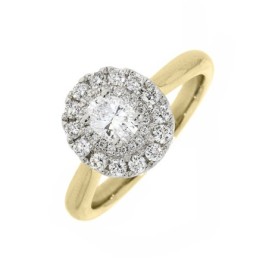 18ct Gold & Platinum Oval Diamond Double Halo Ring - 0.66 E/SI1