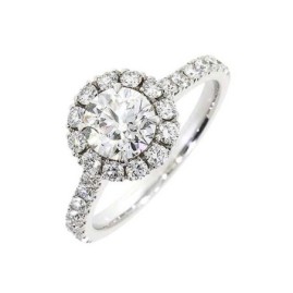 Platinum Diamond Solitaire Halo Ring - 1.00 + 0.65 G/VS2