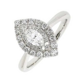 Platinum Marquise Diamond Double Halo Ring - 0.30 + 0.42 G/VVS1