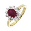 18ct Gold Ruby & Diamond Cluster  Ring - R 1.13 D 0.33ct