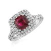 18ct White Gold Ruby & Diamond Cluster Ring - R: 1.40ct D0.53ct